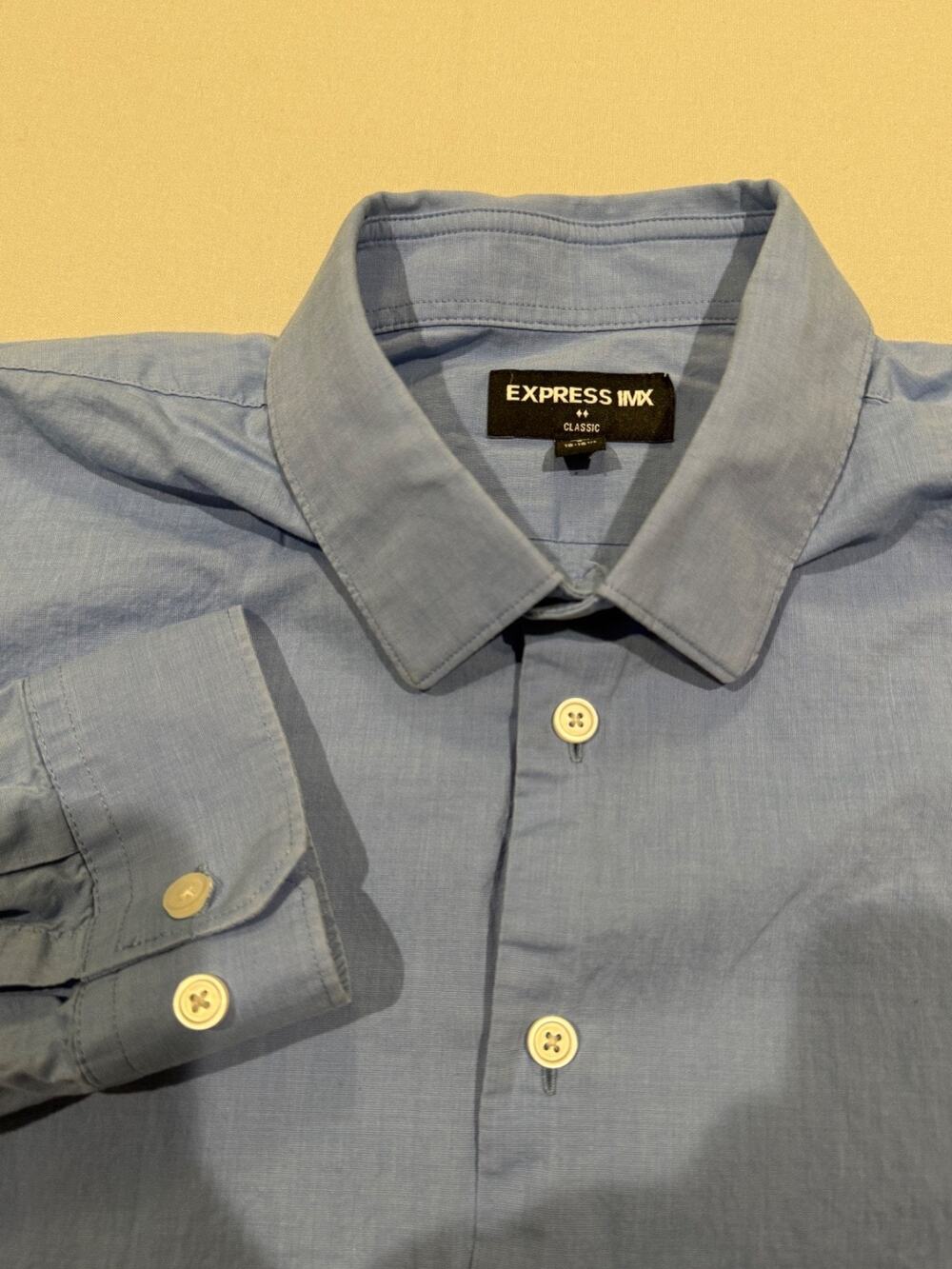 Express 1MX Classic Fit Dress Shirt Men’s L 16-16.5 Light Blue